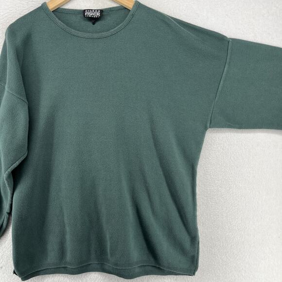 Vintage EILEEN FISHER Sweater Size 2 Cotton Oversized Jumper Pullover Green USA - Picture 6 of 14
